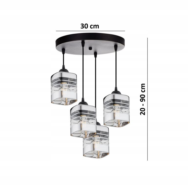 Lampa Wisząca Plafon Elko-Lighting 4-Punktowy Linea E27 czarny 1 szt