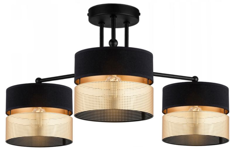 Lampa Wisząca Plafon Elko-Lighting Dual Czarno-Złota 3-Punktowa L E27 1 szt