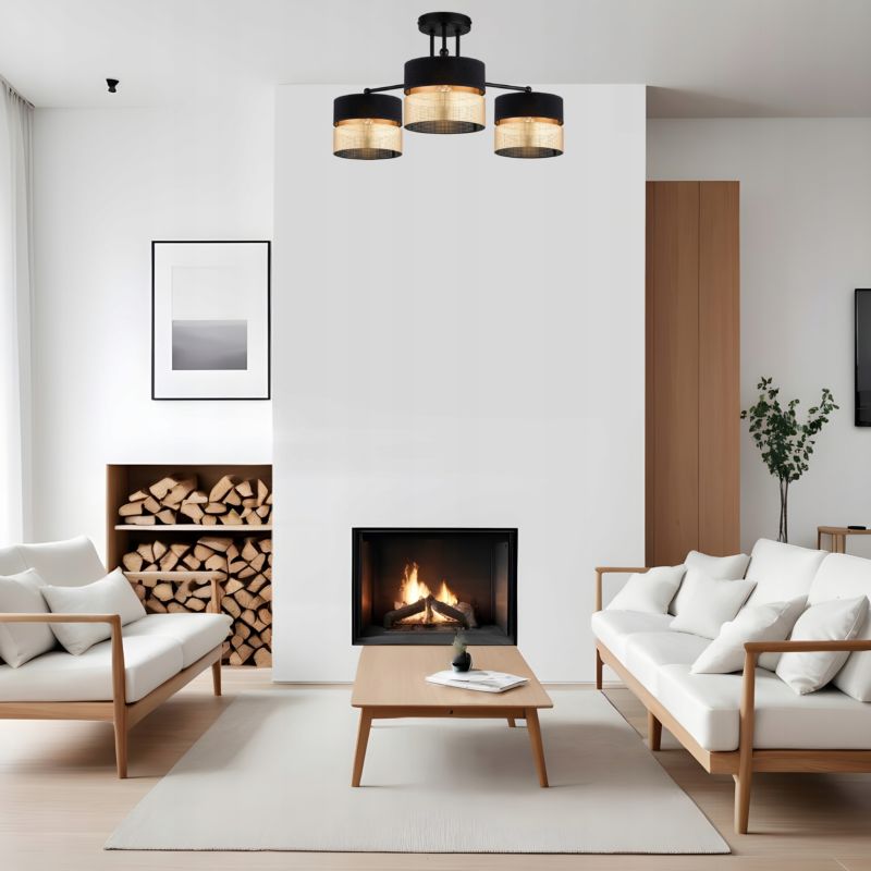 Lampa Wisząca Plafon Elko-Lighting Dual Czarno-Złota 3-Punktowa L E27 1 szt