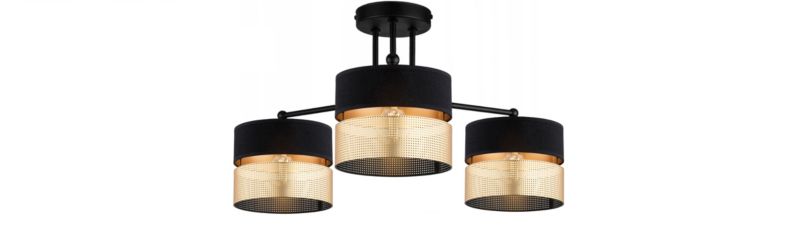 Lampa Wisząca Plafon Elko-Lighting Dual Czarno-Złota 3-Punktowa L E27 1 szt