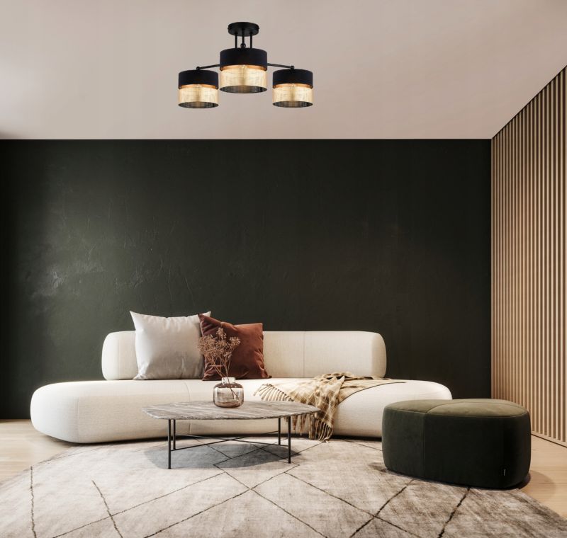 Lampa Wisząca Plafon Elko-Lighting Dual Czarno-Złota 3-Punktowa L E27 1 szt
