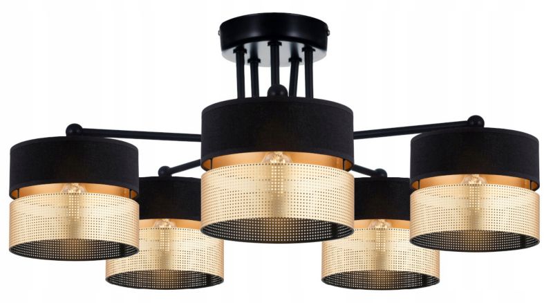 Lampa Wisząca Plafon Elko-Lighting Dual Czarno-Złota 5-Punktowa L E27 1 szt