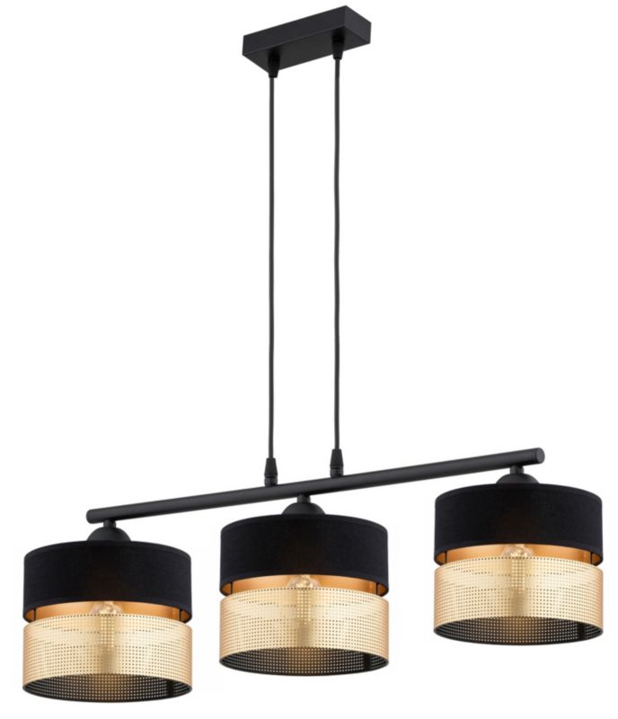 Lampa Wisząca Plafon Elko-Lighting Dual Zwis Czarno-Złoty 3-Punktowa E27 1 szt