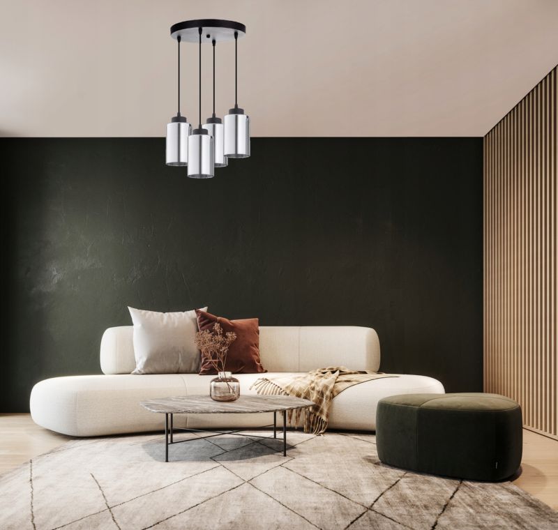 Lampa Wisząca Plafon Elko-Lighting Tuba Grafitowa 4-Punktowa E27 czarny 1 szt