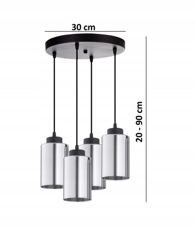 Lampa Wisząca Plafon Elko-Lighting Tuba Grafitowa 4-Punktowa E27 czarny 1 szt