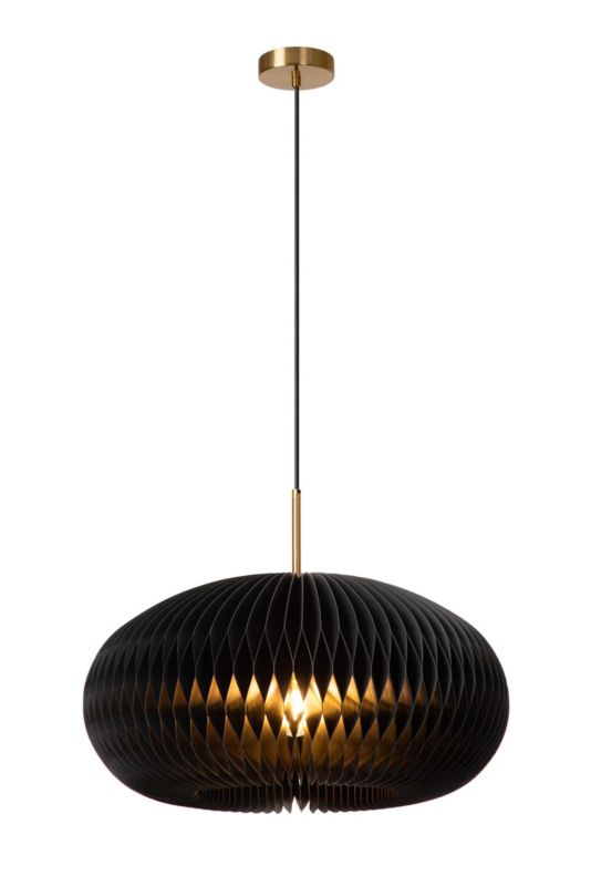 Lampa wisząca plisowany klosz Lucide ARMONI czarno-złota 1xE27x40W IP20 wym:180x52x52cm - 1 szt.