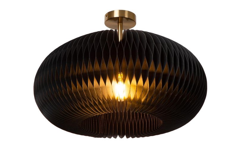 Lampa wisząca plisowany klosz Lucide ARMONI czarno-złota 1xE27x40W IP20 wym:26x52x52cm - 1 szt.