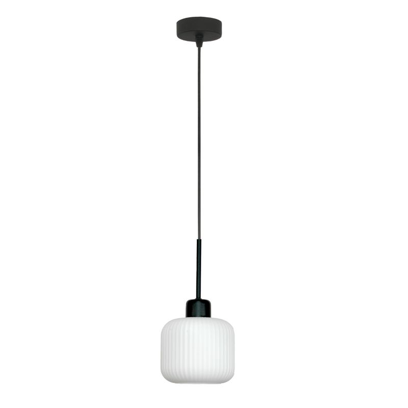 Lampa wisząca pojedyncza EDYLIT 1xE27 biały klosz czarna loft industrialna nowoczesna BEKA BIANCO 14-965 1 szt.