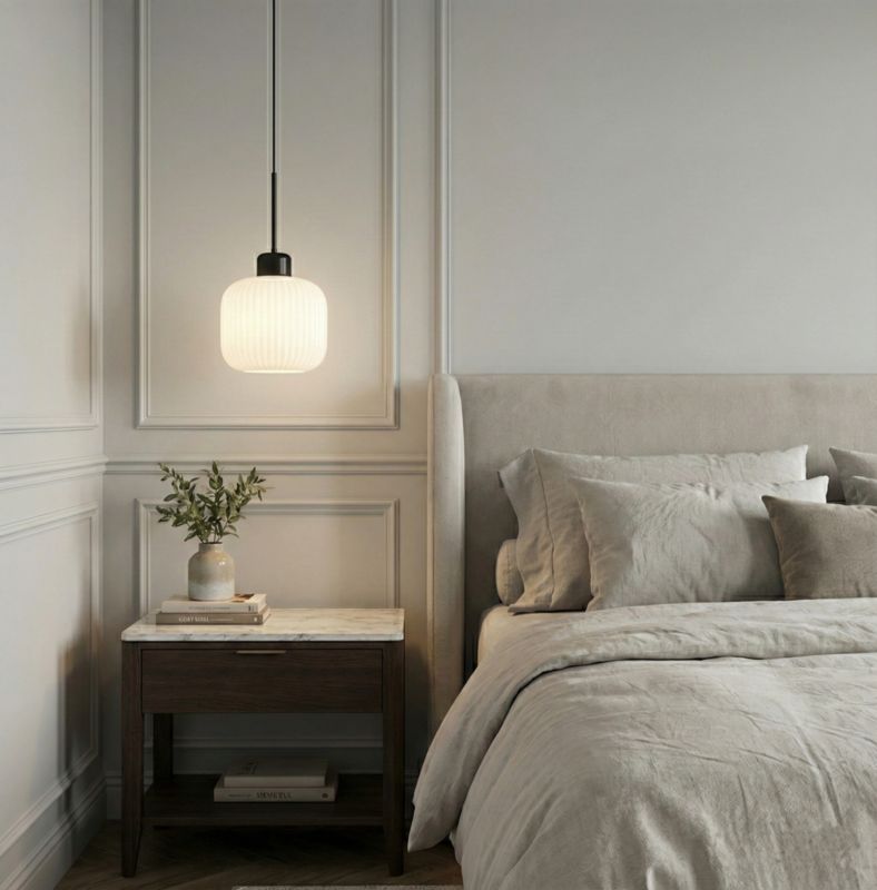 Lampa wisząca pojedyncza EDYLIT 1xE27 biały klosz czarna loft industrialna nowoczesna BEKA BIANCO 14-965 1 szt.