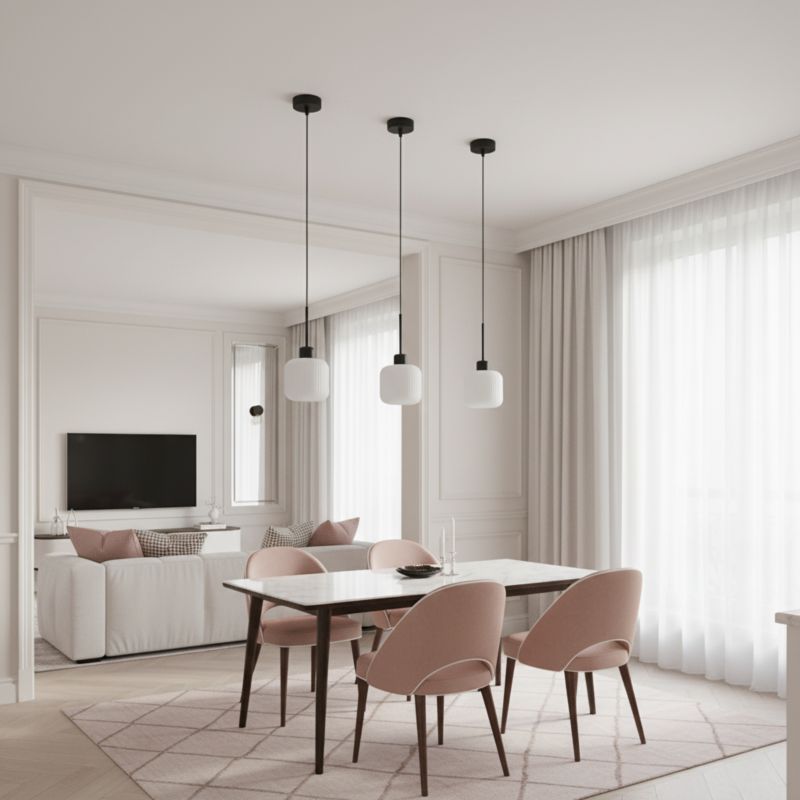Lampa wisząca pojedyncza EDYLIT 1xE27 biały klosz czarna loft industrialna nowoczesna BEKA BIANCO 14-965 1 szt.