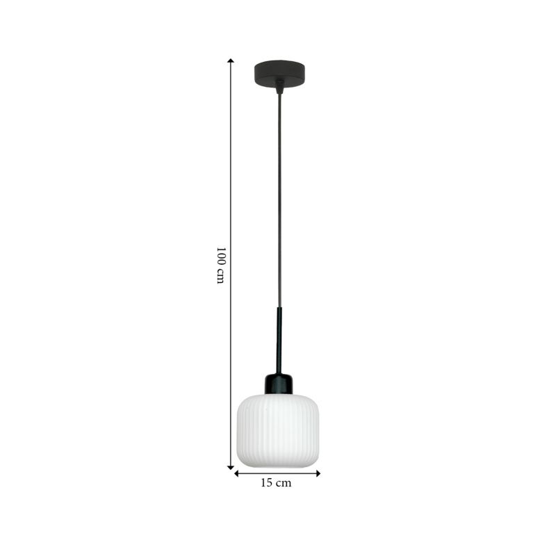 Lampa wisząca pojedyncza EDYLIT 1xE27 biały klosz czarna loft industrialna nowoczesna BEKA BIANCO 14-965 1 szt.
