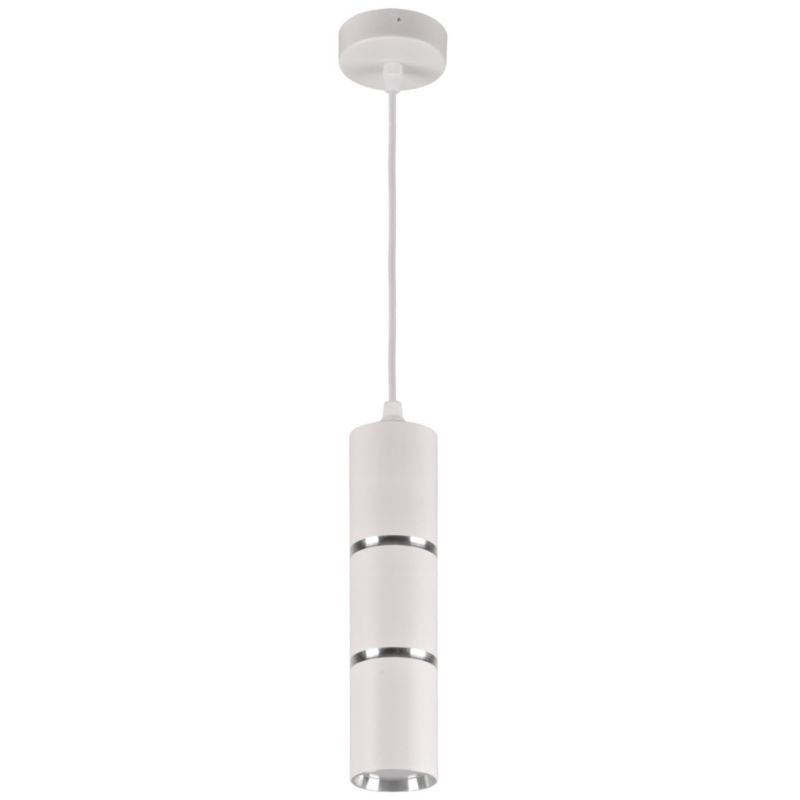 Lampa wisząca Polux Bamboo  biało-srebrna punktowa tuba nad stół 1xGU10 x 10W 1 szt.