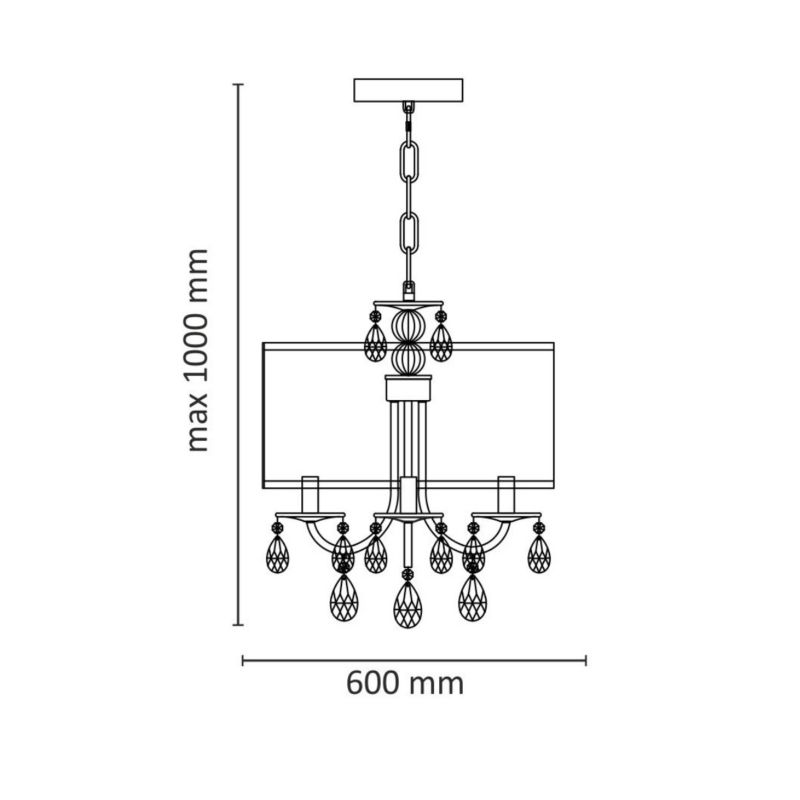 Lampa wisząca Polux Bresso  czarna wym: 100 x 30 x 60 cm 4xE14 x  1 szt.