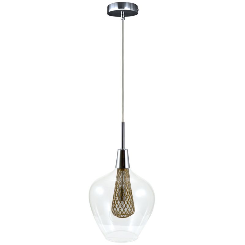 Lampa wisząca Polux Dyson chromowana przezroczysty-złota wym: 150 x 19 x 19 cm 1xG9 x  1 szt.