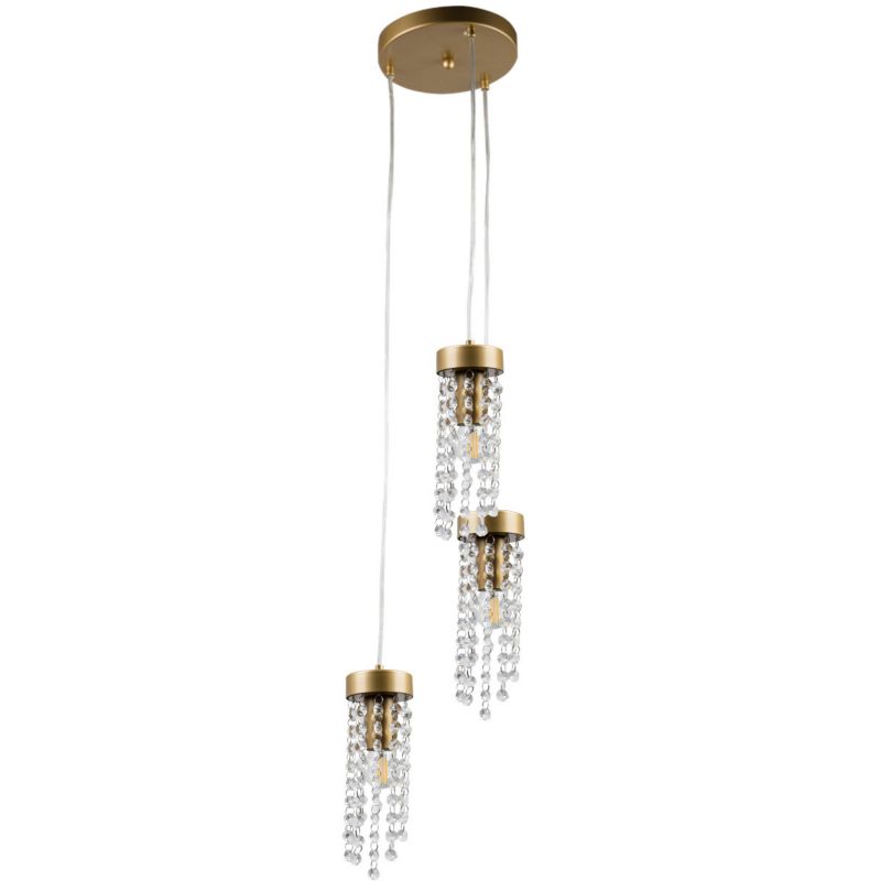 Lampa wisząca Polux Gea 6295 złoto-przezroczysty kryształowa 3xE27 x 20W 1 szt.