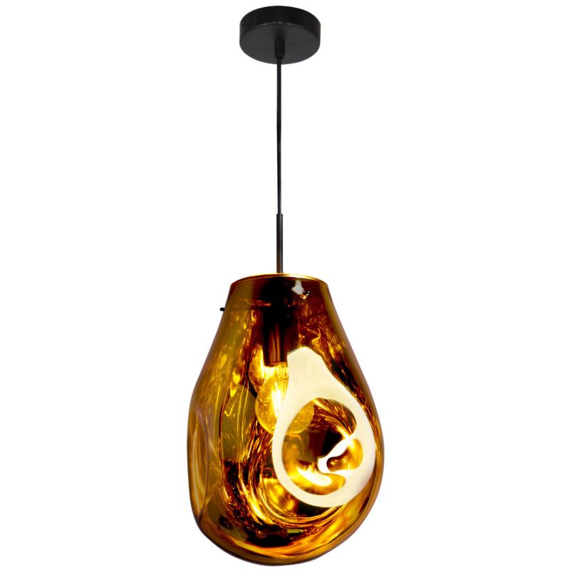 Lampa wisząca Polux Kimberly  czarno-złoto-bursztynowa dekoracyjna szklana 1xE27 x 20W 1 szt.