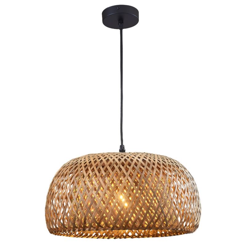 Lampa wisząca Polux Korfu beżowo-czarna boho 1xE27 x 20W 1 szt.