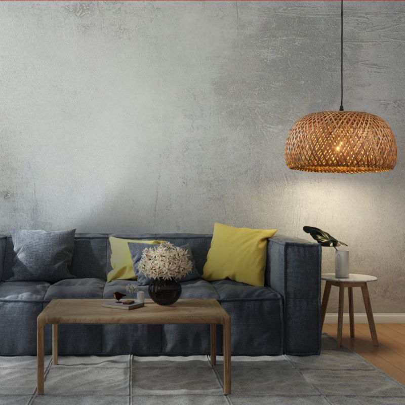 Lampa wisząca Polux Korfu beżowo-czarna boho 1xE27 x 20W 1 szt.
