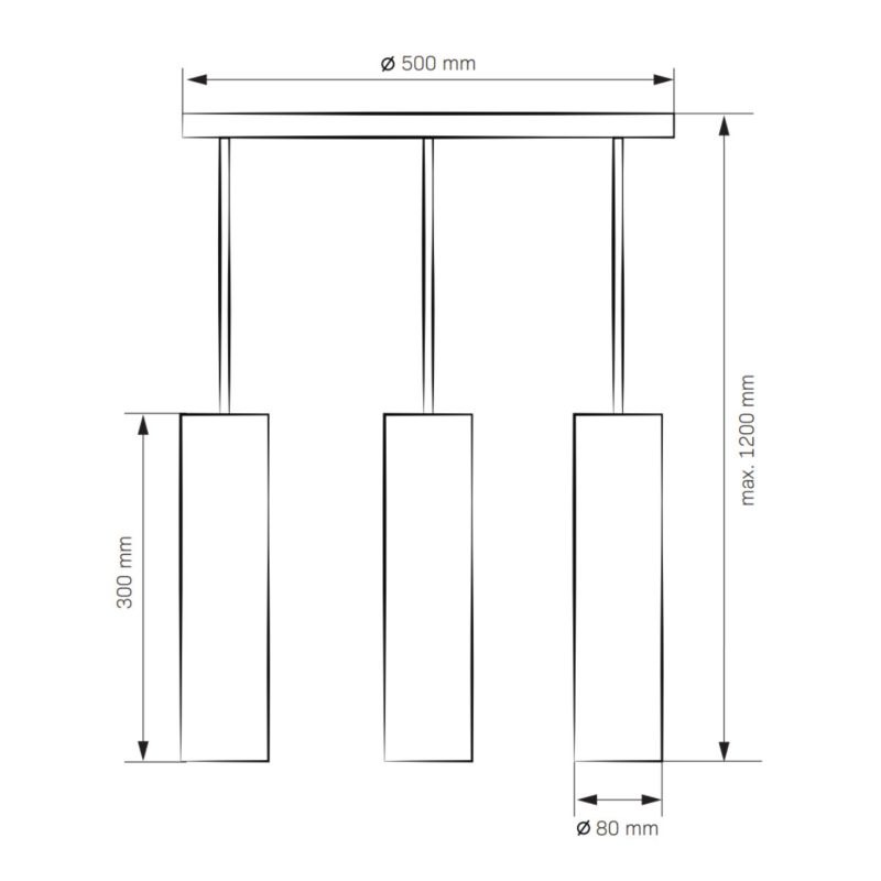 Lampa wisząca Polux Lati 7583 czarno-złota tuby 3xGU10 x 8W 1 szt.