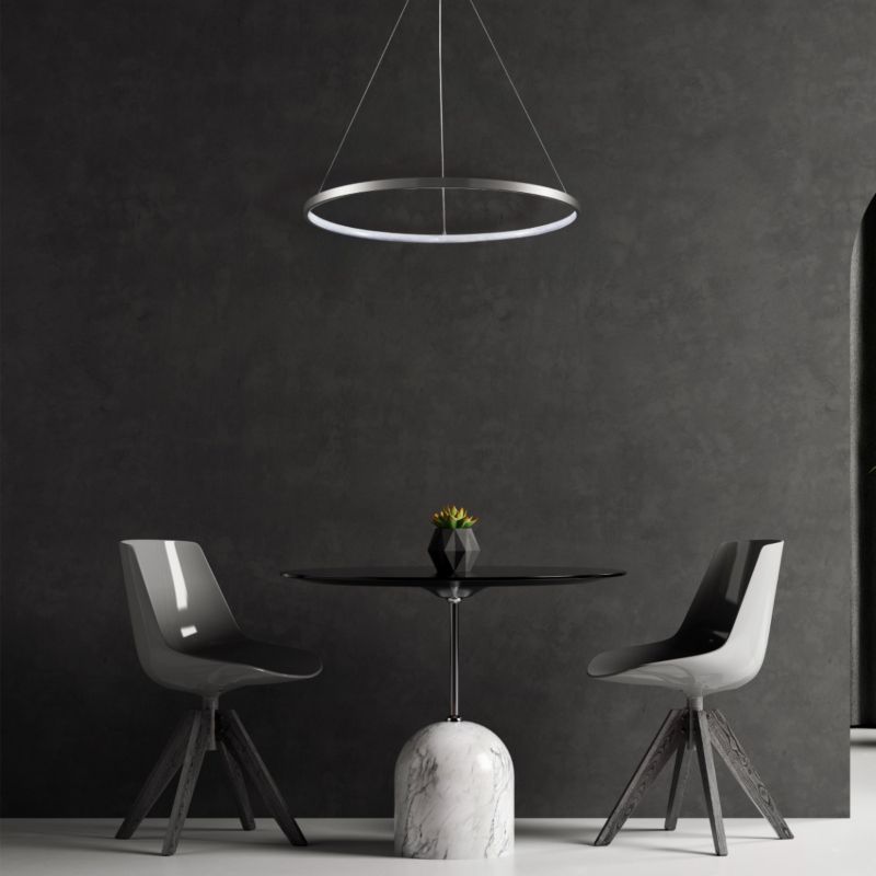 Lampa wisząca Polux Lea 0000 nikiel-biała ring wbudowany LED 20W 1 szt.