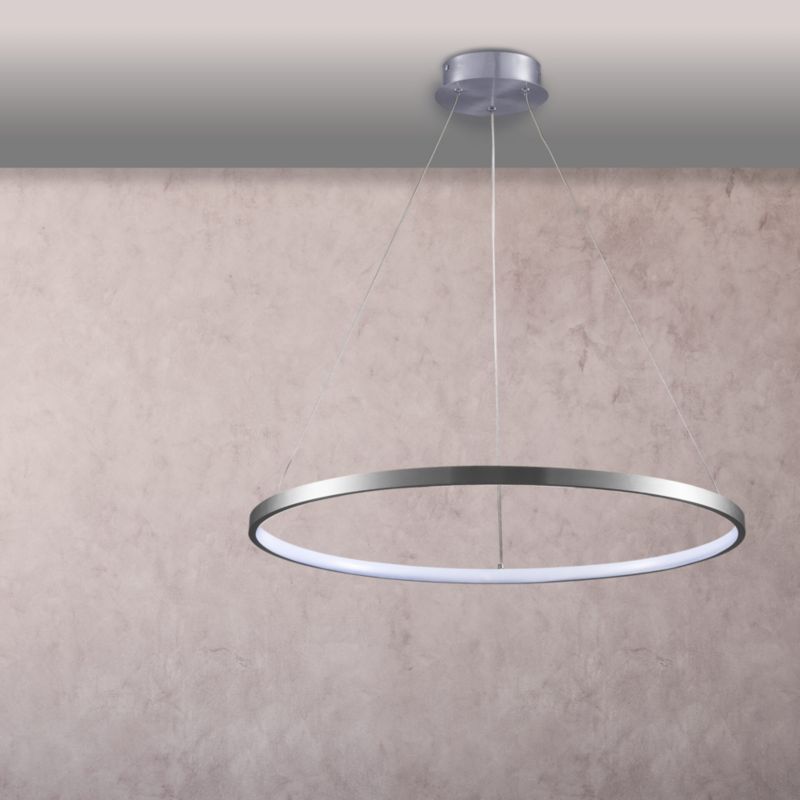 Lampa wisząca Polux Lea 0000 nikiel-biała ring wbudowany LED 20W 1 szt.