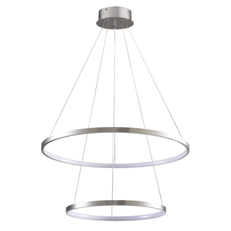 Lampa wisząca Polux Lea 0017 nikiel-biała dwa ringi wbudowany LED 35W 1 szt.