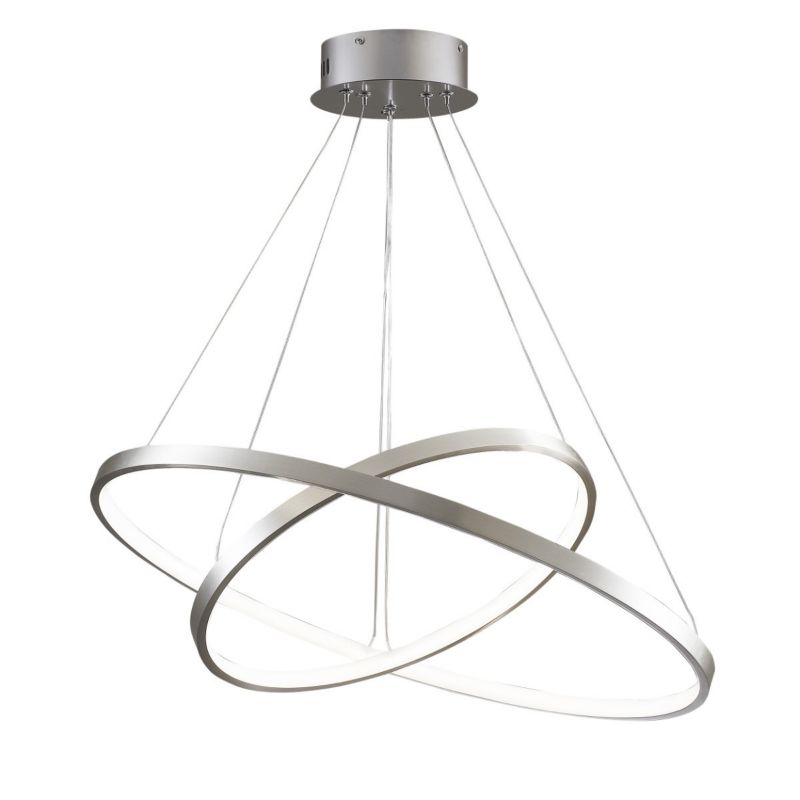 Lampa wisząca Polux Lea 0017 nikiel-biała dwa ringi wbudowany LED 35W 1 szt.
