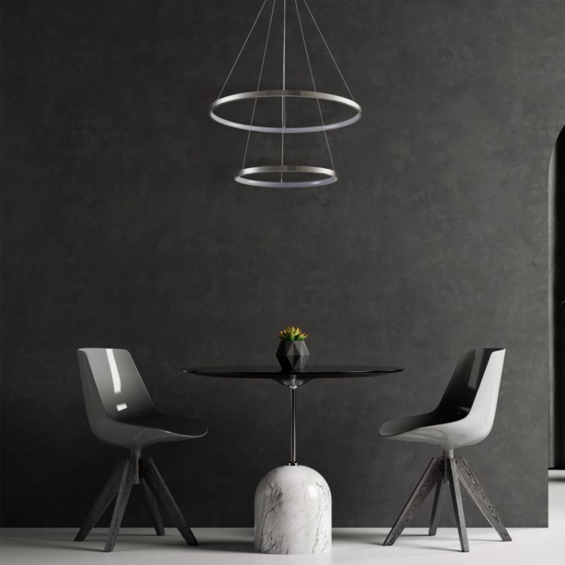 Lampa wisząca Polux Lea 0017 nikiel-biała dwa ringi wbudowany LED 35W 1 szt.