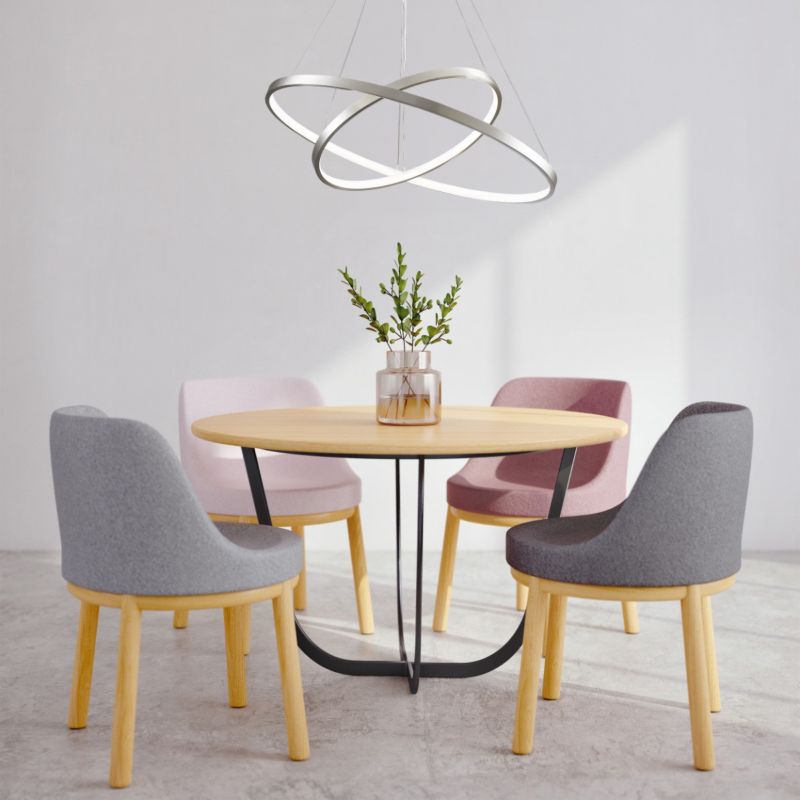 Lampa wisząca Polux Lea 0017 nikiel-biała dwa ringi wbudowany LED 35W 1 szt.