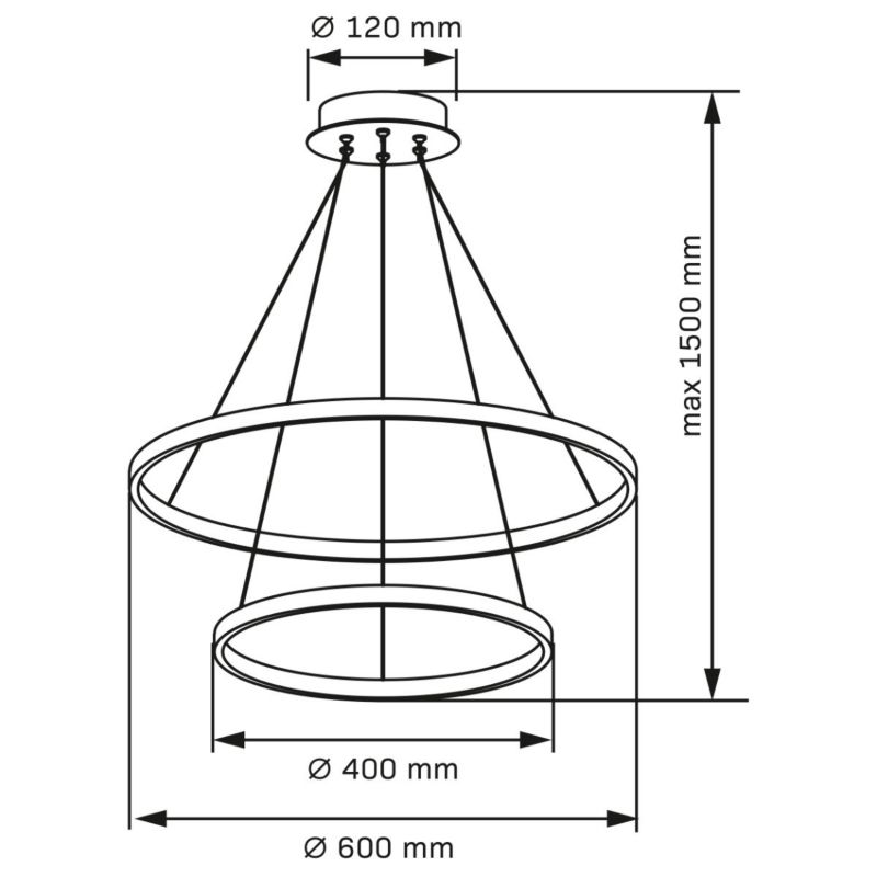 Lampa wisząca Polux Lea 0017 nikiel-biała dwa ringi wbudowany LED 35W 1 szt.