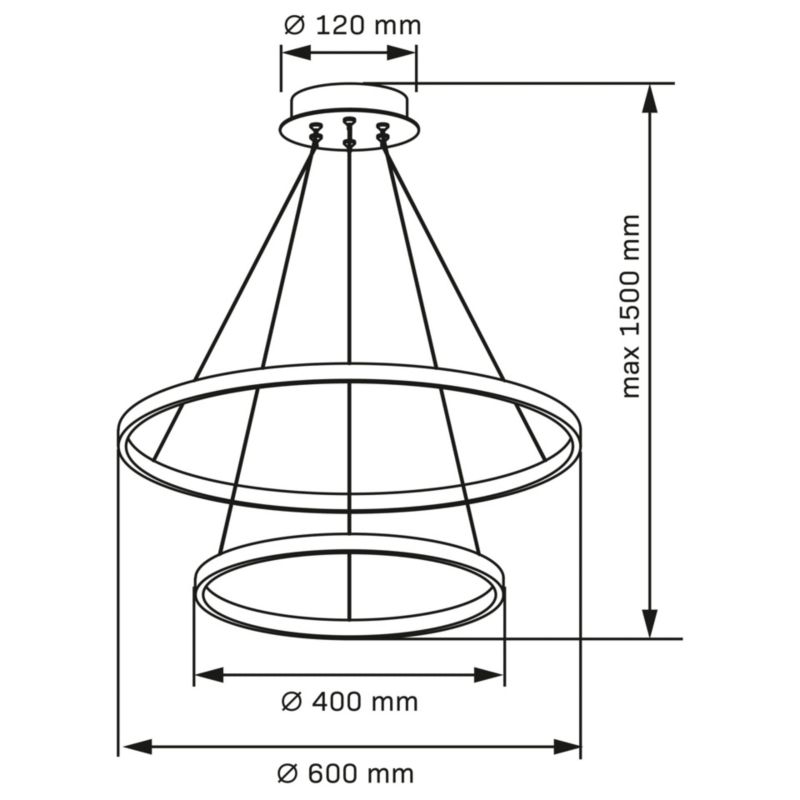 Lampa wisząca Polux Lea 0017 nikiel-biała dwa ringi wbudowany LED 35W 1 szt.