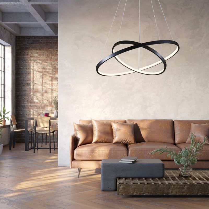 Lampa wisząca Polux Lea 9172 czarno-biała ring wbudowany LED 35W 1 szt.