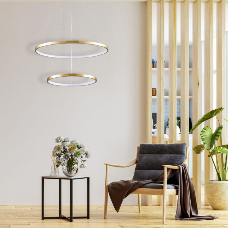 Lampa wisząca Polux Lea 9189 złoto-biała ring wbudowany LED 35W 1 szt.