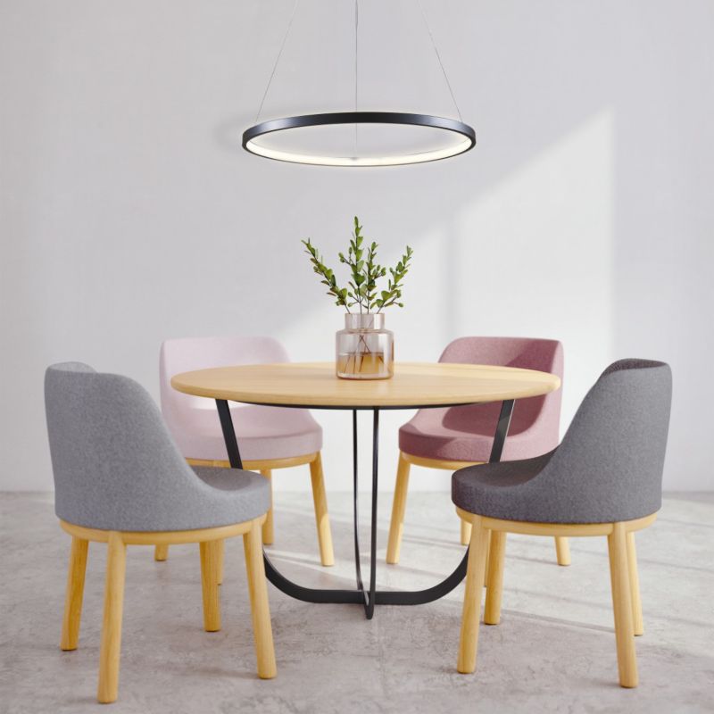 Lampa wisząca Polux Lea czarno-biała nowoczesna okrągła 50 cm wbudowany LED 20W 1 szt.