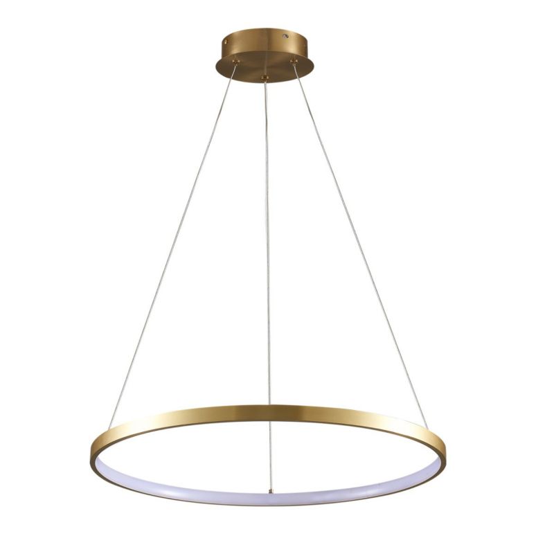 Lampa wisząca Polux Lea złoto-biała nowoczesna okrągła 50 cm wbudowany LED 20W 1 szt.