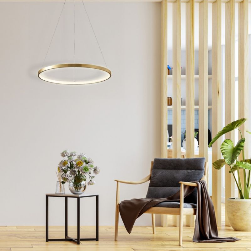 Lampa wisząca Polux Lea złoto-biała nowoczesna okrągła 50 cm wbudowany LED 20W 1 szt.