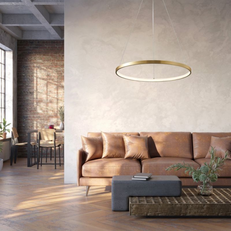 Lampa wisząca Polux Lea złoto-biała nowoczesna okrągła 50 cm wbudowany LED 20W 1 szt.
