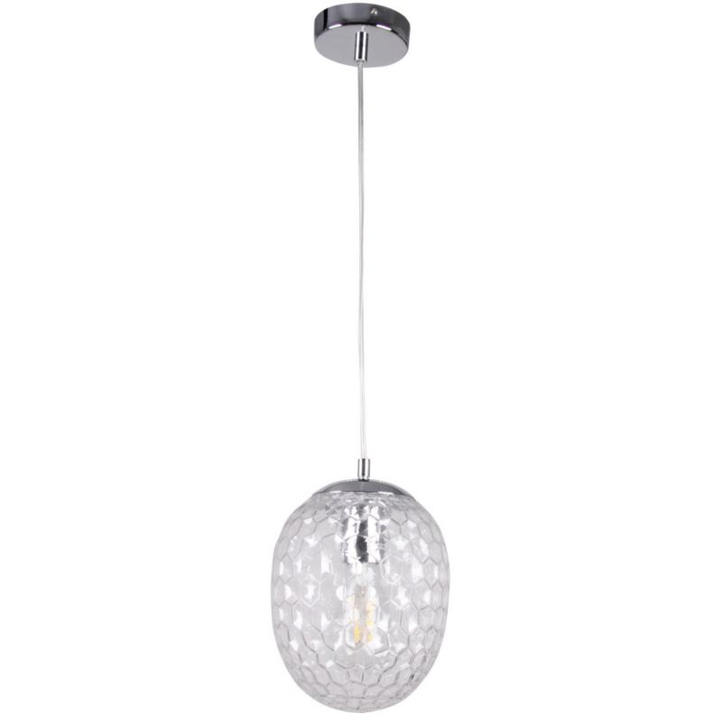 Lampa wisząca Polux Lora przezroczysto-chromowana wym: 120 x 22 x 18 cm 1xE27 x  1 szt.