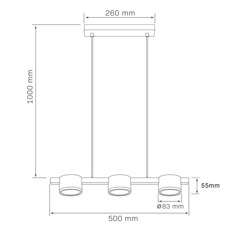 Lampa wisząca Polux Mirella czarna-czarna-złoty oksydowany wym: 100 x 50 x 8,3 cm 3xGX53 x 6W 1 szt.