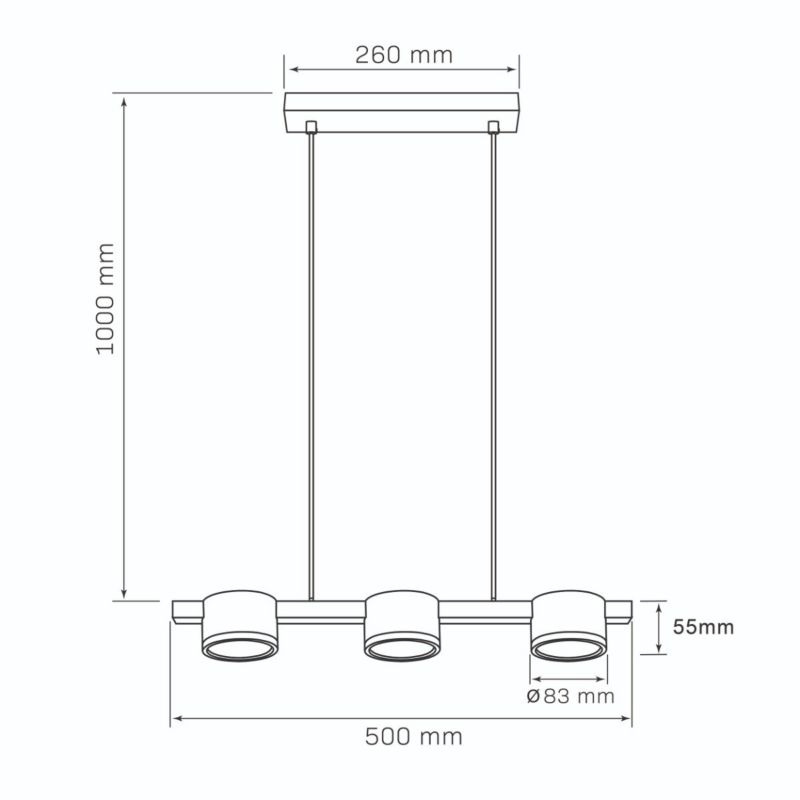 Lampa wisząca Polux Mirella złoto-czarna wym: 100 x 50 x 8,3 cm 3xGX53 x  1 szt.