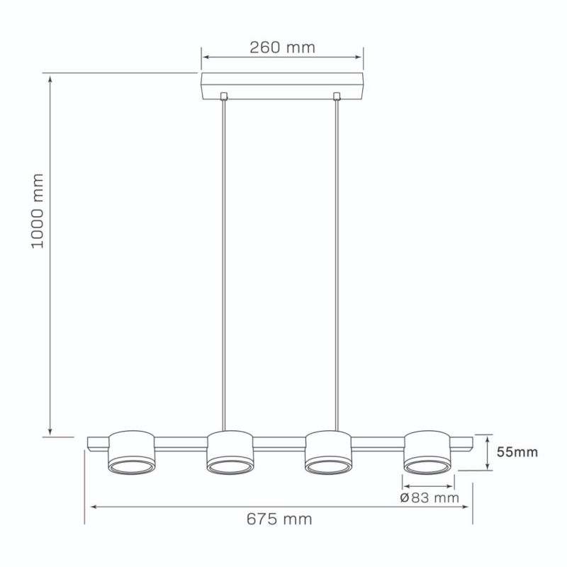 Lampa wisząca Polux Mirella złoto-czarna wym: 100 x 67,5 x 8,3 cm 4xGX53 x 10W 1 szt.