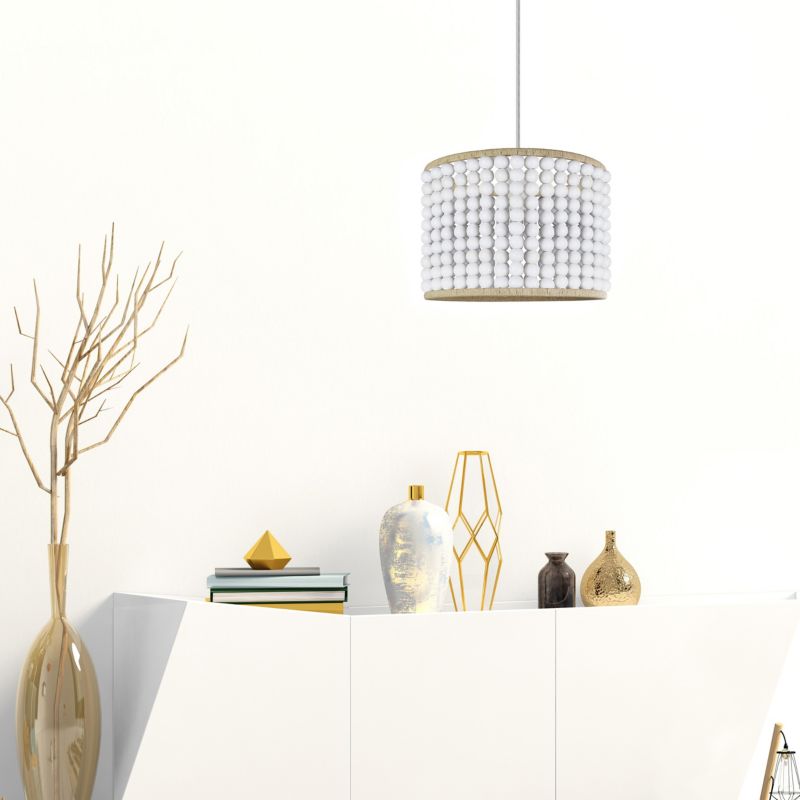 Lampa wisząca Polux Ribe  biało-brązowa wym: 120 x 20 x 30 cm 1xE27 x 20W 1 szt.