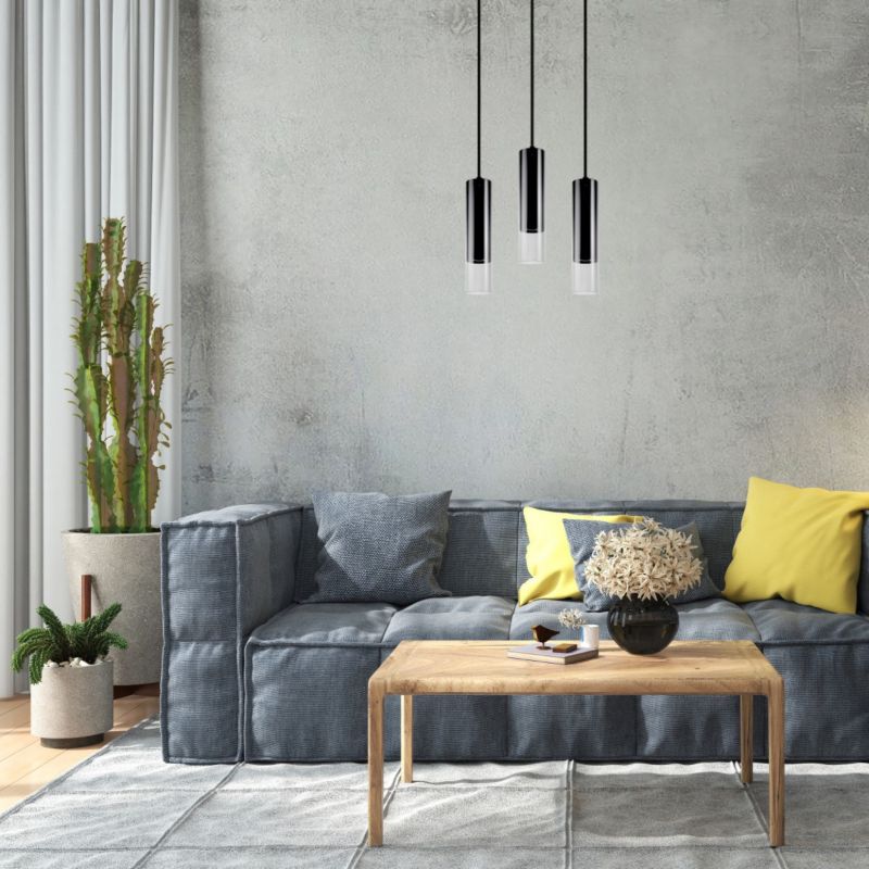 Lampa wisząca Polux Smoky 8342 czarno-przezroczysty tuba 1xGU10 x 10W 1 szt.
