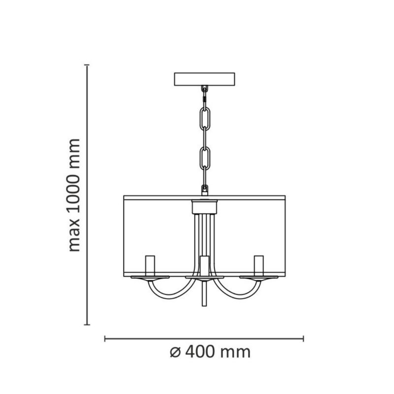Lampa wisząca Polux Soho 0866 czarna 40 cm średnicy 3xE14 x 12W 1 szt.