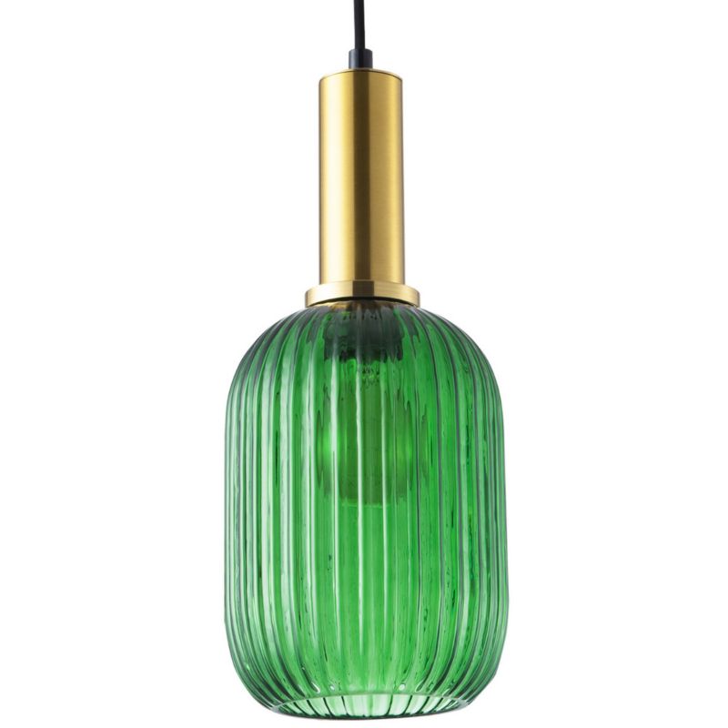 Lampa wisząca Polux Suffolk 7377 zielono-złota szklany klosz 1xE27 x 20W 1 szt.