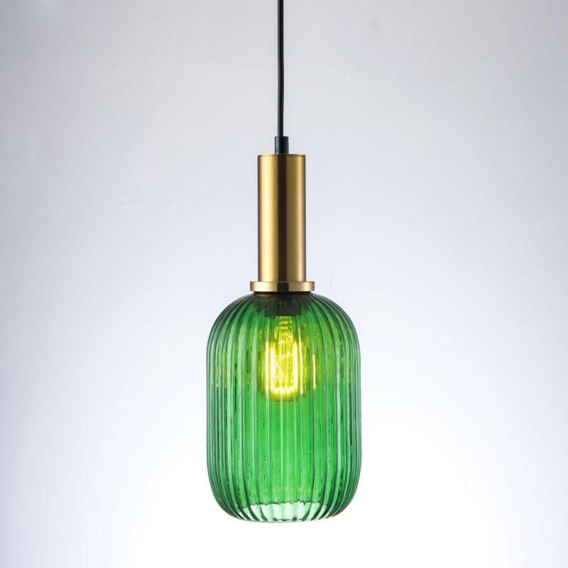 Lampa wisząca Polux Suffolk 7377 zielono-złota szklany klosz 1xE27 x 20W 1 szt.