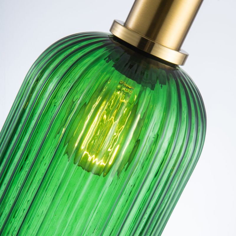 Lampa wisząca Polux Suffolk 7377 zielono-złota szklany klosz 1xE27 x 20W 1 szt.