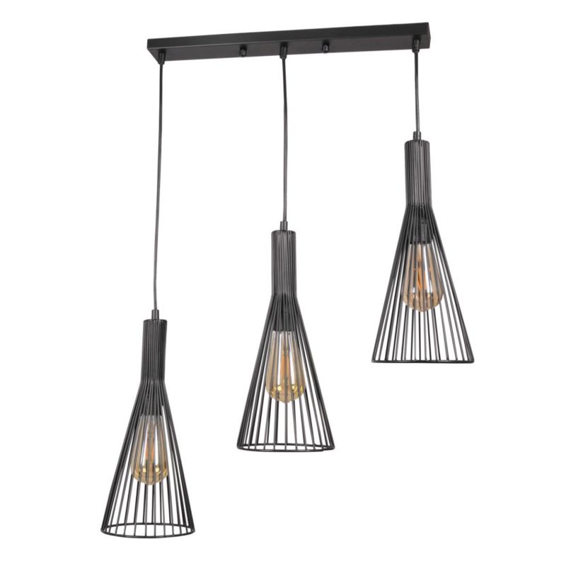 Lampa wisząca Polux Tiana czarna wym: 195 x 50 x 15,5 cm 3xE27 x  1 szt.