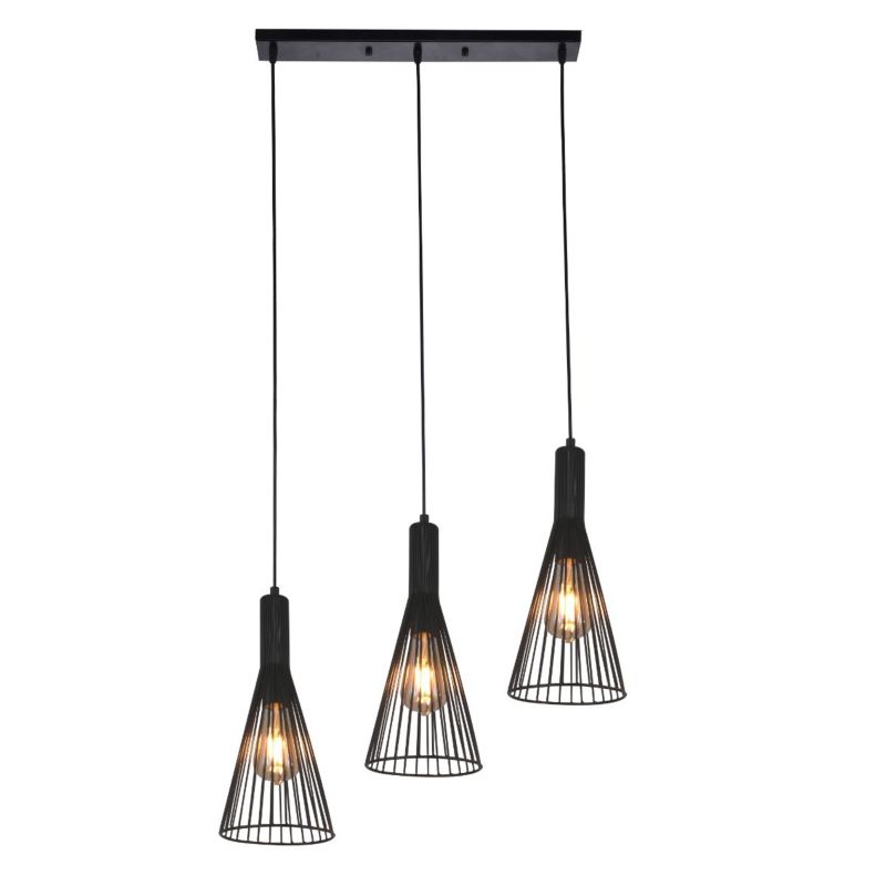 Lampa wisząca Polux Tiana czarna wym: 195 x 50 x 15,5 cm 3xE27 x  1 szt.
