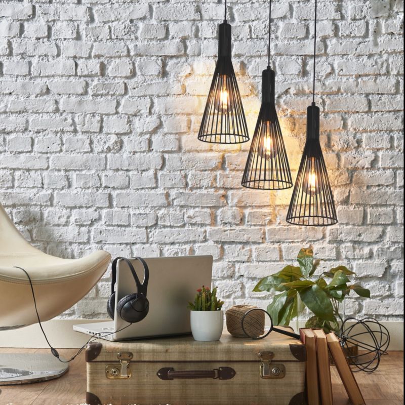 Lampa wisząca Polux Tiana czarna wym: 195 x 50 x 15,5 cm 3xE27 x  1 szt.